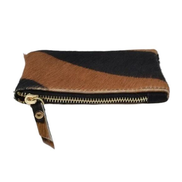 EUC Vintage Cow Hide Coin Purse Black Brown Stripe Leather - Picture 6 of 8